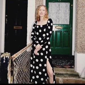 Nobody’sChild/Black&White Spot Midi Dress/US 8